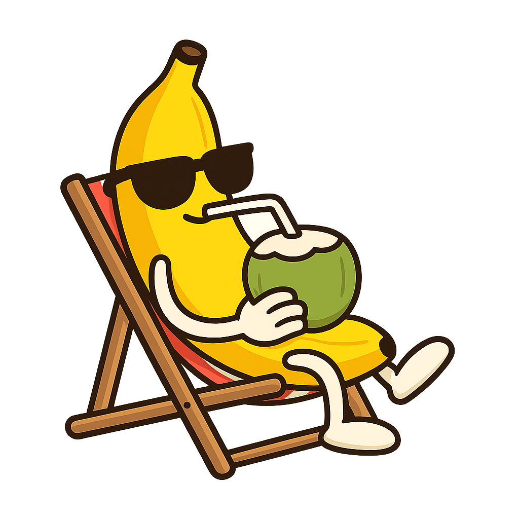 Banana drinking coconut water